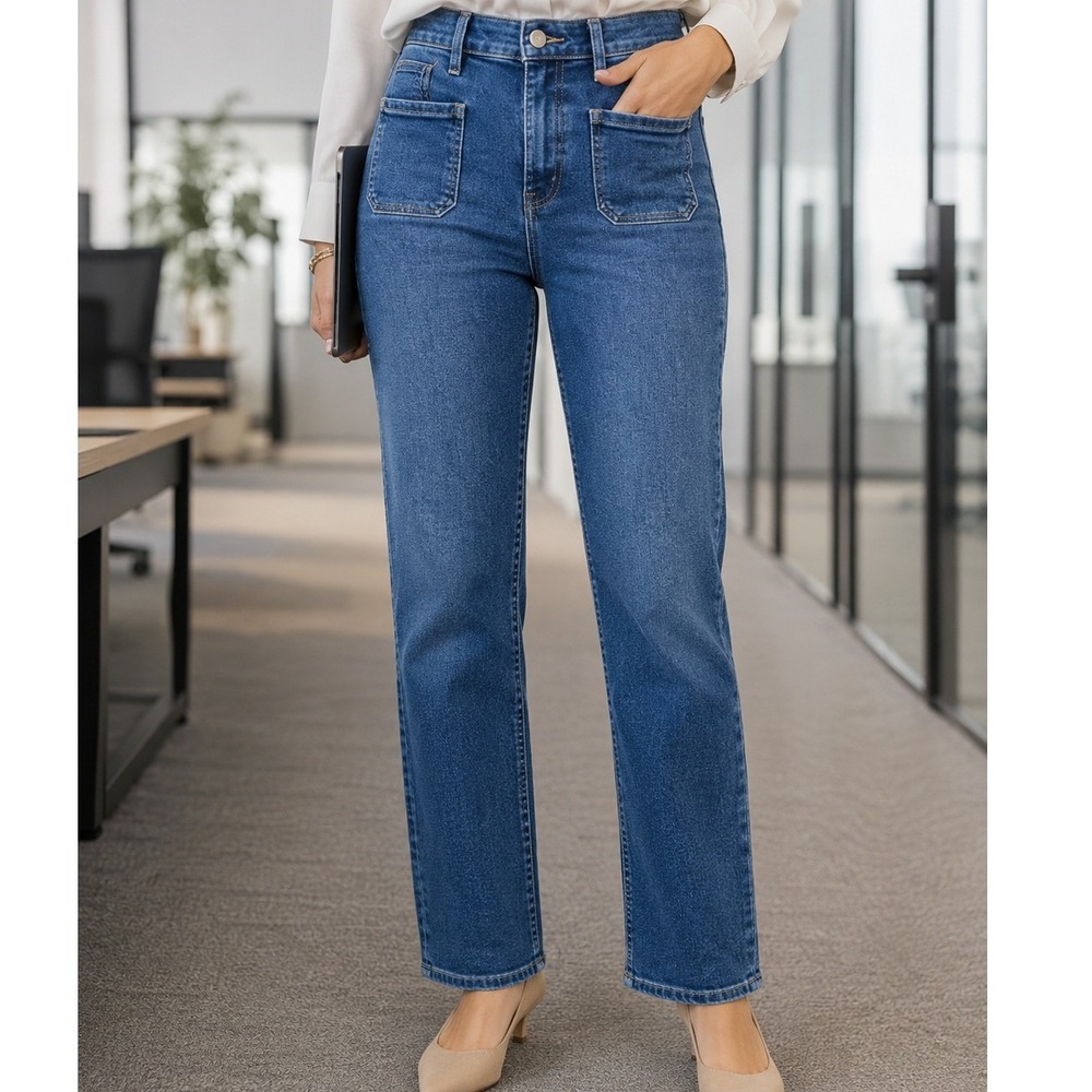 Gap Vintage Slim Mid Rise Jeans Womens 27 4R Medium Wash Patch Pocket Denim - Picture 1 of 14